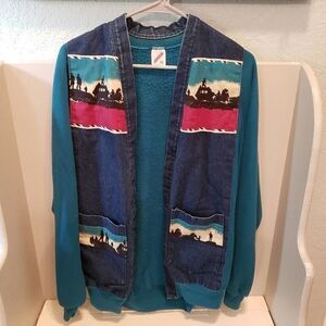 Vintage Handmade Western Sweatshirt Jacket XL